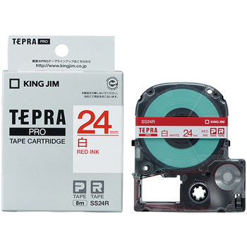 キングジム テプラ PRO テープカートリッジ 24mm 白/赤文字 SS24R 1個