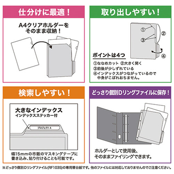 ナカバヤシ どっさり個別ホルダー替台紙 A4タテ 4穴 スタンダードタイプ CH-4132C-4H 1パック(3枚)