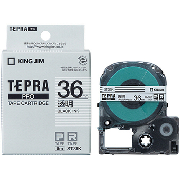 キングジム テプラ PRO テープカートリッジ 36mm 透明/黒文字 ST36K 1個