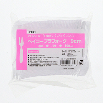 シモジマ HEIKO プラスチックフォーク 9cm 透明 バラ #004513014 1パック(100本)