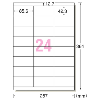 エーワン ラベルシール[レーザープリンタ] マット紙・ホワイト B4 24面 85.6×42.3mm 上下余白付 28435 1冊(20シート)