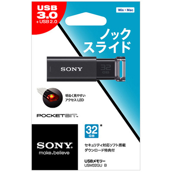 ソニー USBメモリー ポケットビット Uシリーズ 32GB ブラック USM32GU B 1個