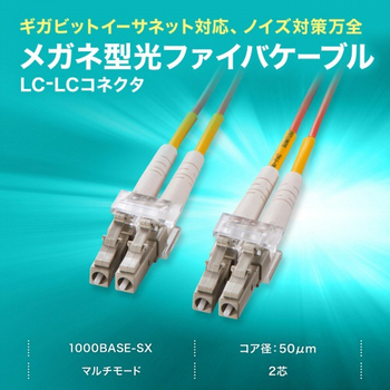 サンワサプライ メガネ型光ファイバケーブル LC×2-LC×2 2m マルチモード50μm HKB-LCLC5-02N 1本