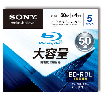 ソニー データ用BD-R DL 50GB 1-4倍速 ホワイトワイドプリンタブル 5mmスリムケース 5BNR2DCPS4 1パック(5枚)