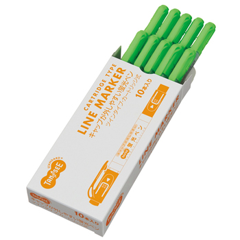 TANOSEE キャップが外しやすい蛍光ペン ツイン 緑 1セット(10本)