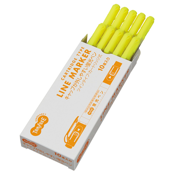 TANOSEE キャップが外しやすい蛍光ペン ツイン 黄 1セット(10本)