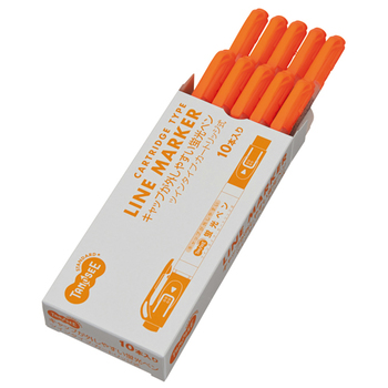 TANOSEE キャップが外しやすい蛍光ペン ツイン オレンジ 1セット(10本)