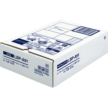 コクヨ モノクロレーザープリンタ用 紙ラベル A4 10面 50.8×86.4mm LBP-A91 1冊(500シート)