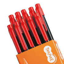 TANOSEE ノック式油性ボールペン 0.7mm 赤 業務用パック 1箱(10本)