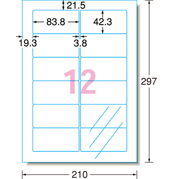 エーワン ラベルシール[インクジェット] 光沢フィルム・透明 A4 12面 83.8×42.3mm 四辺余白付 角丸 28971 1冊(10シート)