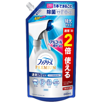 P&G ファブリーズ プレミアム 速乾ジェット 無香料 アルコール成分入り つめかえ用 特大 640ml 1個