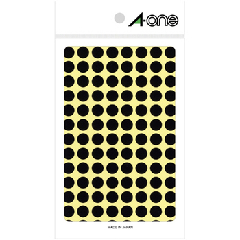 エーワン カラーラベル 丸型 直径9mm 黒 07009 1パック(1456片:104片×14シート)