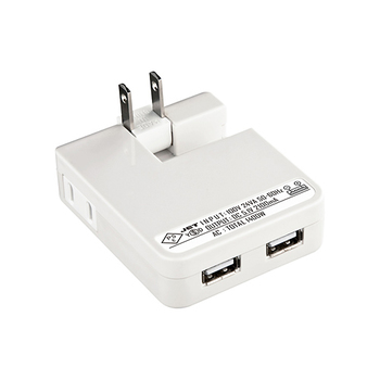 サンワサプライ USB充電タップ型ACアダプタ 出力計2.1A 2ポート ホワイト ACA-IP25W 1個