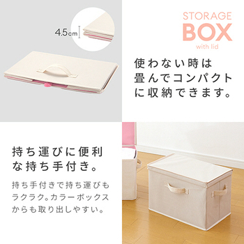 アイメディア フタ付整理箱 ベージュピンク 1パック(2個)
