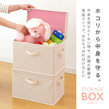 アイメディア フタ付整理箱 ベージュピンク 1パック(2個)