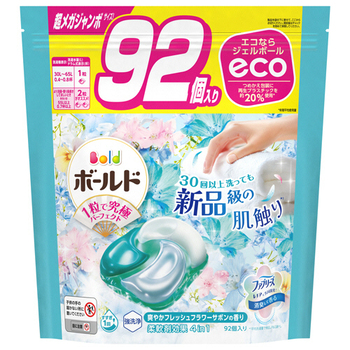 P&G ボールド ジェルボール4D 爽やかフレッシュフラワーサボンの香り つめかえ用 超メガジャンボサイズ 1パック(92個)