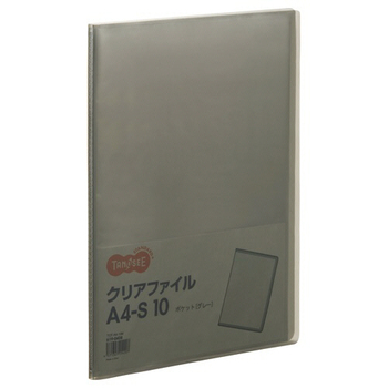 TANOSEE クリアファイル A4タテ 10ポケット 背幅8mm グレー 1セット(80冊)