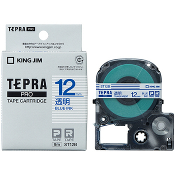 キングジム テプラ PRO テープカートリッジ 12mm 透明/青文字 ST12B 1個