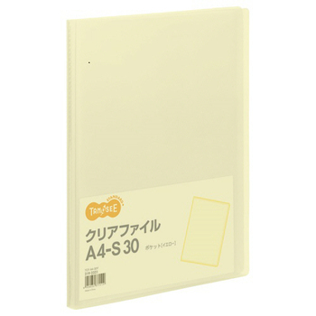 TANOSEE クリアファイル A4タテ 30ポケット 背幅17mm イエロー 1セット(60冊)
