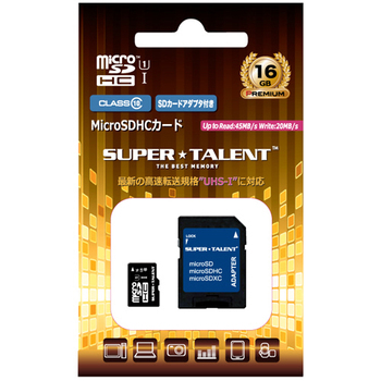スーパータレント UHS-I CLASS10対応 microSDHCカード 16GB ST16MSU1P 1枚