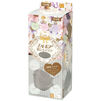 カミ商事 エルモア 肌ともマスク Flower 3D グレー (個別包装) 1箱(24枚)