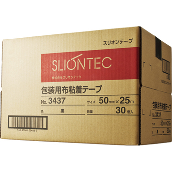 スリオンテック カラー布テープ 50mm×25m 厚み約0.24mm 黒 343702BK 1セット(30巻)