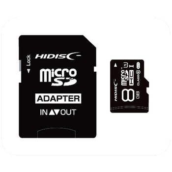 ハイディスク microSDHCカード 8GB class10 UHS-I対応 SD変換アダプター付き HDMCSDH8GCL10UIJP3 1枚