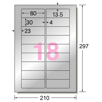 エーワン 屋外でも使えるサインラベルシール[レーザープリンタ] ツヤ消しフィルム・シルバー (備品・表示用) A4 18面 80×30mm 角丸 31056 1