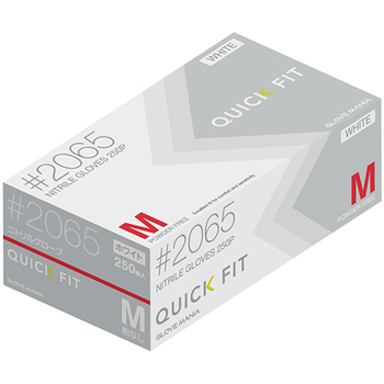 川西工業 ニトリルグローブ クイックフィット 粉なし ホワイト M #2065W-M 1箱(250枚)