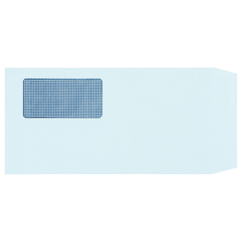TANOSEE 窓付封筒 裏地紋付 長3 テープのりなし 80g/m2 ブルー(窓:フィルム) 1パック(100枚)