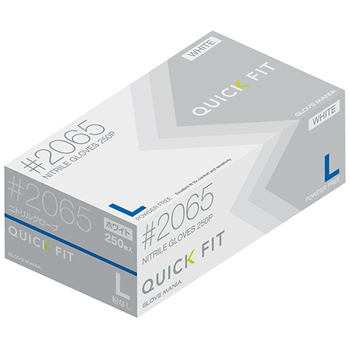 川西工業 ニトリルグローブ クイックフィット 粉なし ホワイト L #2065W-L 1箱(250枚)