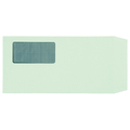 TANOSEE 窓付封筒 裏地紋付 長3 テープのりなし 80g/m2 グリーン(窓:フィルム) 1パック(100枚)