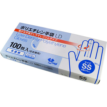 やなぎプロダクツ ポリエチレン手袋LD 半透明 SS TB-163 1パック(100枚)