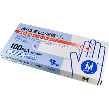 やなぎプロダクツ ポリエチレン手袋LD 半透明 M TB-165 1パック(100枚)