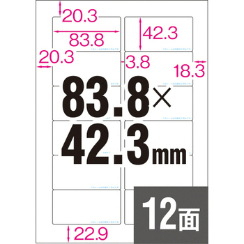 ヒサゴ 抗菌紙ラベル A4 12面 83.8×42.3mm OPK861 1セット(100シート:20シート×5冊)