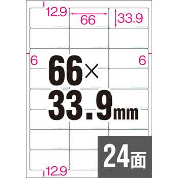 ヒサゴ 抗菌紙ラベル A4 24面 66×33.9mm OPK3008 1セット(100シート:20シート×5冊)