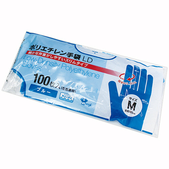 やなぎプロダクツ ポリエチレン手袋LD ブルー M TB-161 1パック(100枚)