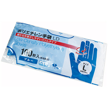 やなぎプロダクツ ポリエチレン手袋LD ブルー L TB-162 1パック(100枚)