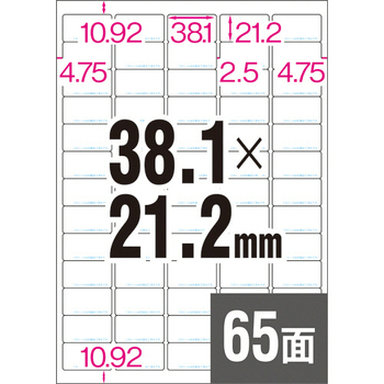 ヒサゴ 抗菌紙ラベル A4 65面 38.1×21.2mm OPK3011 1セット(100シート:20シート×5冊)