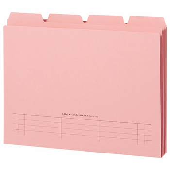 ライオン事務器 4カットフォルダー 山付ファイル A4 ピンク No.31-4P 1パック(4冊)
