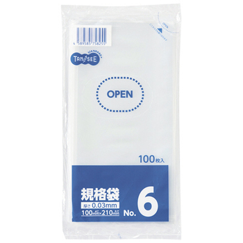 TANOSEE 規格袋 6号 0.03×100×210mm 1セット(1000枚:100枚×10パック)