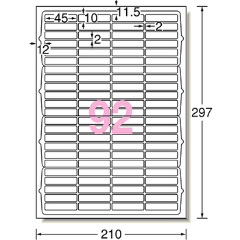 エーワン ラベルシール[レーザープリンタ] マット紙・ホワイト A4判 92面 45×10mm 四辺余白付 角丸 65292 1冊(10シート)