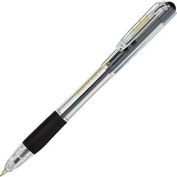 TANOSEE ノック式なめらかインク油性ボールペン(使い切りタイプ) グリップ付 0.7mm 黒 (軸色:クリア) 1パック(10本)