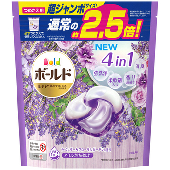 P&G ボールド ジェルボール 4D ラベンダー&フローラルガーデンの香り つめかえ 超ジャンボサイズ 1パック(28個)