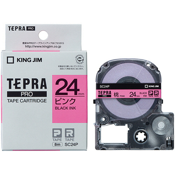 キングジム テプラ PRO テープカートリッジ パステル 24mm ピンク/黒文字 SC24P 1個