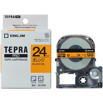 キングジム テプラ PRO テープカートリッジ パステル 24mm オレンジ/黒文字 SC24D 1個