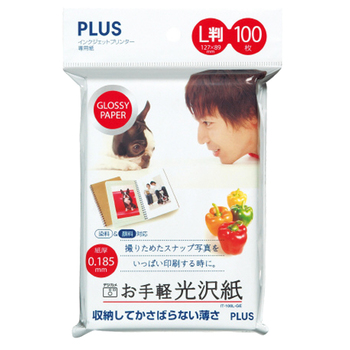 プラス インクジェットプリンタ専用紙 お手軽光沢紙 L判 IT-100L-GE 1冊(100枚)