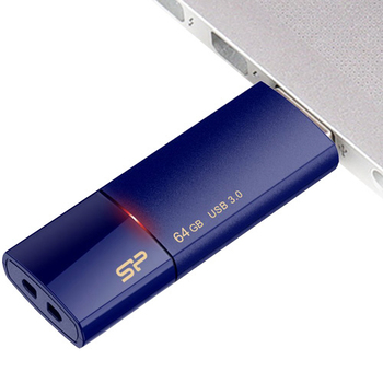 シリコンパワー USB3.0 スライド式フラッシュメモリ 64GB ネイビー SP064GBUF3B05V1D 1個