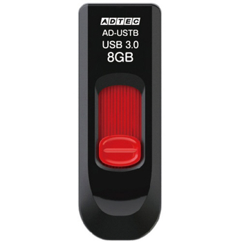 アドテック USB3.0 スライド式フラッシュメモリ 8GB ブラック&レッド AD-USTB8G-U3R 1個