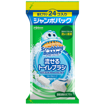 ジョンソン スクラビングバブル 流せるトイレブラシ フローラルソープ 付替ブラシ ジャンボパック 1パック(24個)